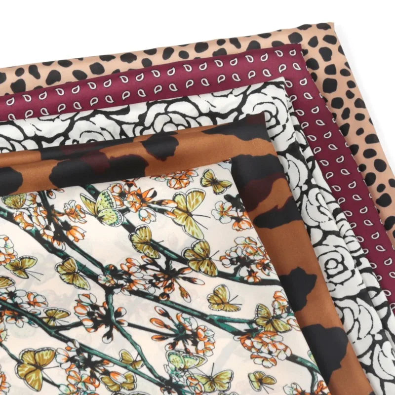 Women Square Scarf Luxury Floral Leopard Print Shawl Hijab Ladies Qme