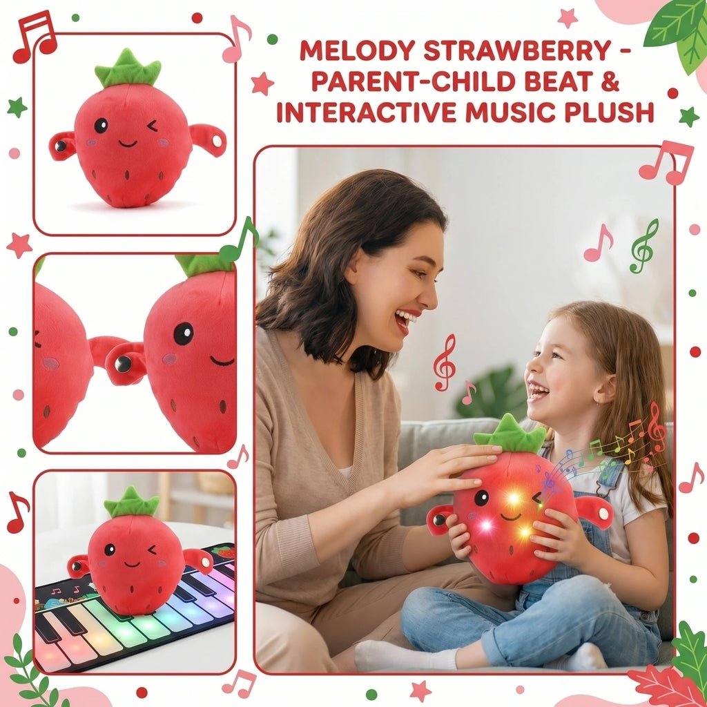 Stuffed Strawberry Fruit Induction Beat Toy Creative Music Dolls Kawaii Parent-child Interactive Toys Fun Birthday Gift for Kids Qme