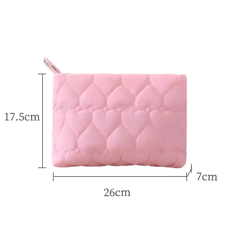A New Bow Pattern Women Makeup Bag, Zipper Cosmetic Organizer Pouch, Portable Travel Wash Toiletry Storage Bag for Ladies Qme rose red