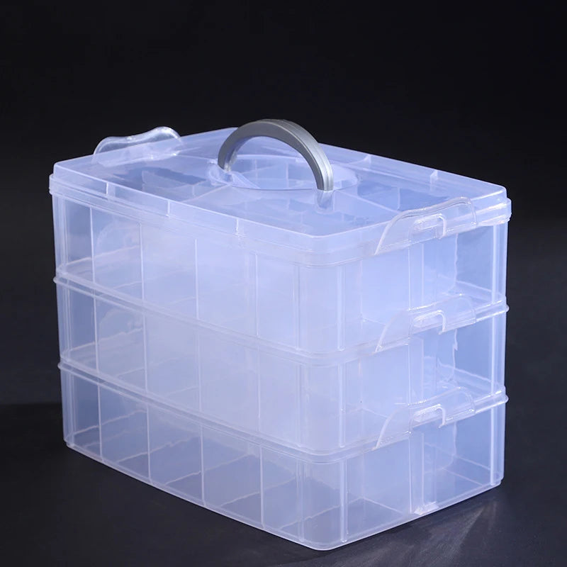 Adjustable Dividers 30 Grids 3 Layer Stackable Clear Plastic Jewelry Qme