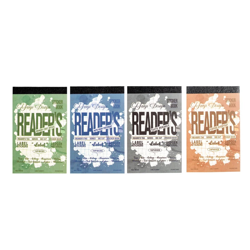 16 Sheets Reader tags Series Vintage style Die Cut Sticker Book DIY Junk Journal Diary Scrapbooking Material Stationery Stickers Qme ABCD