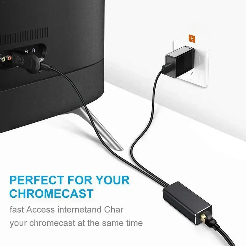 10/100 Mbps USB Ethernet Adapter for Chromecast Micro USB2.0 To RJ45 for Fire TV/Google Chromecast TV Stick USB Network Card Qme