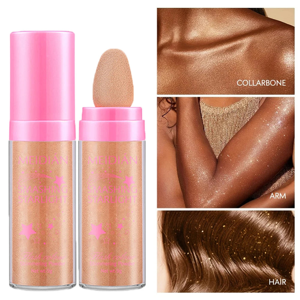 Shining Gloss Pat Powder Waterproof Sweat Proof Suitable Body Hair Qme
