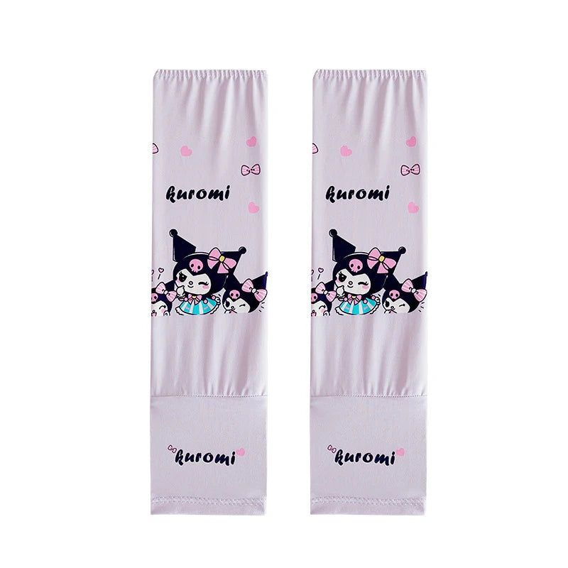 Kuromi Ice-Silk Arm Sleeves Cute Sun Protection Arm Sleeves with UV Protection Outdoor Breathable Arm Sleeves Qme