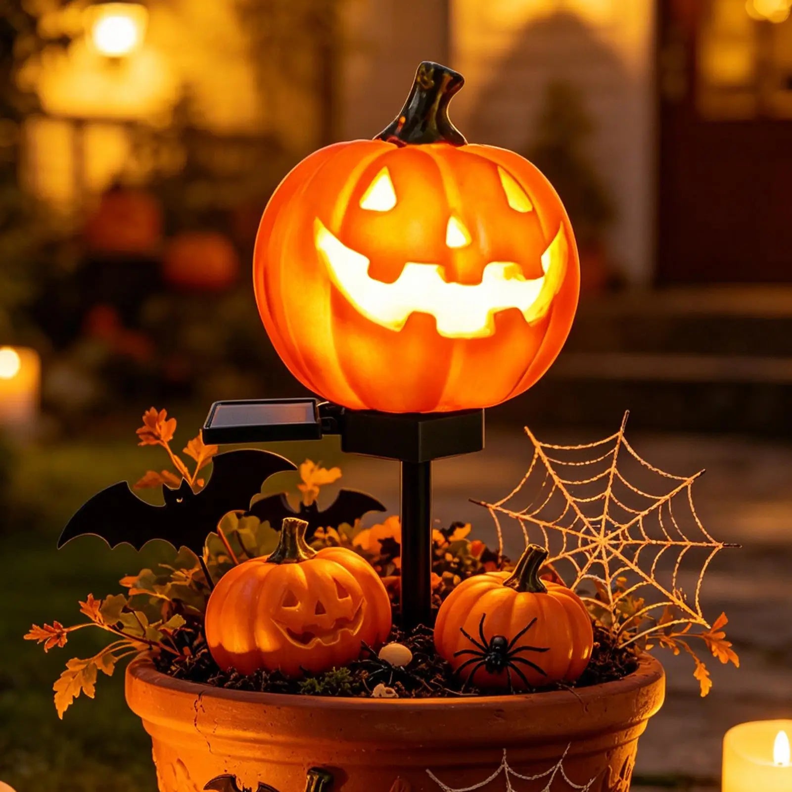 Halloween Solar Lights Cute Waterproof Resin Landscape Lamp Garden Qme