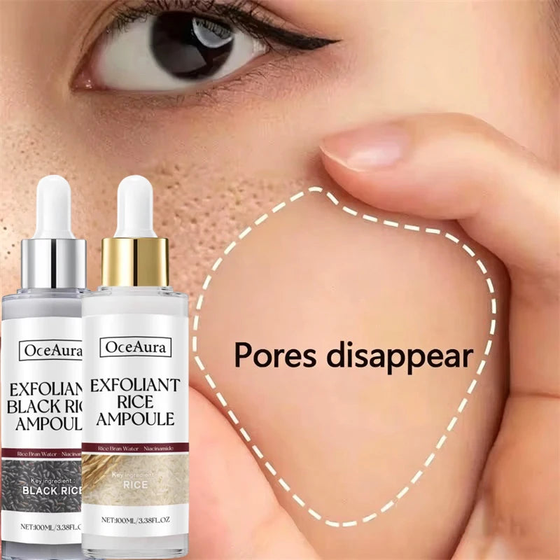 Black&White Rice Exfoliating Essence Dead Skin Remover Facial Glowing Replenisning Shrink Pore Hyaluronic Acid Brightening Serum Qme