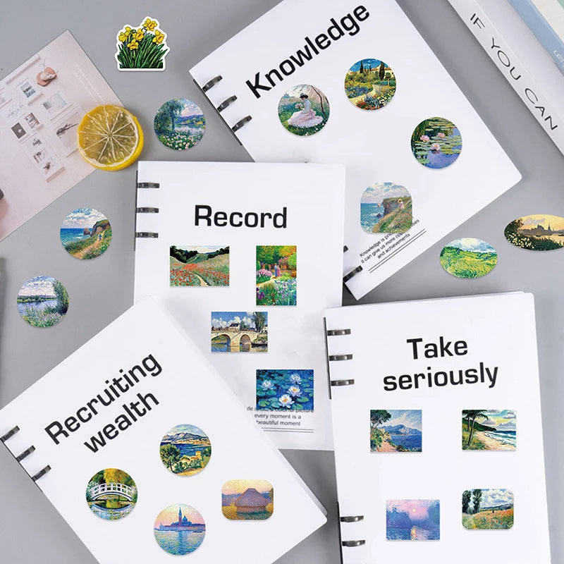 Oil Painting Landscape Stickers Waterproof Vinyl Decals Luggage Qme