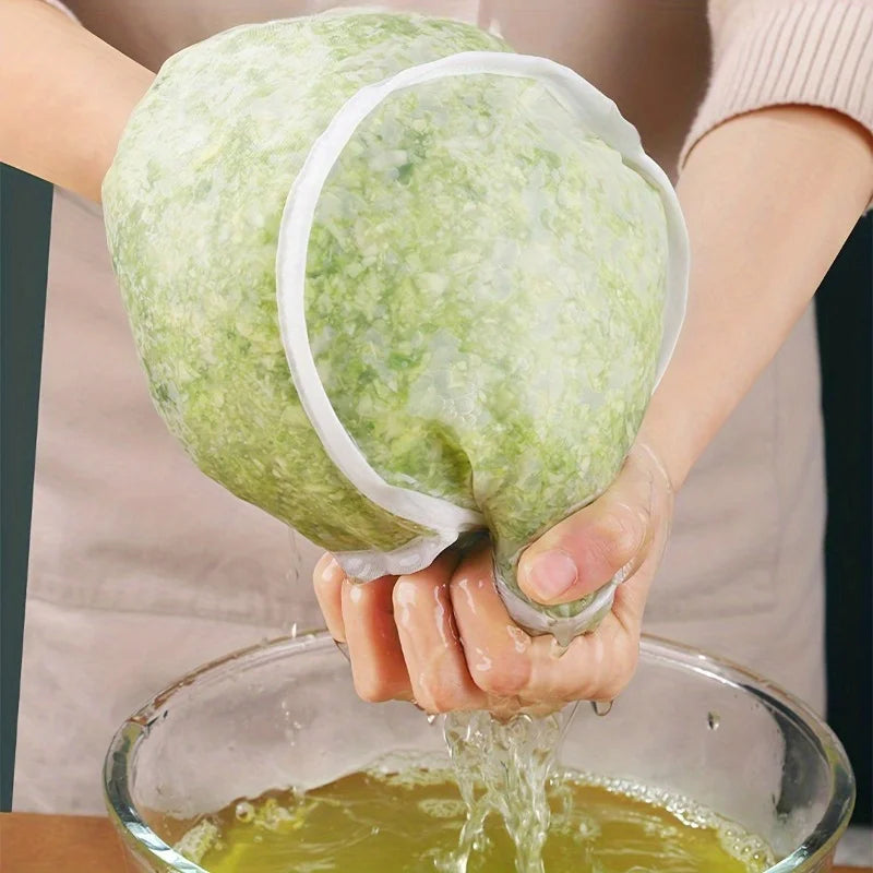 Reusable Vegetable Water Filter Bag Drawstring Food Strainer Squeeze Bag For Dumpling Fruit Cabbage Spinach Dehydration Qme