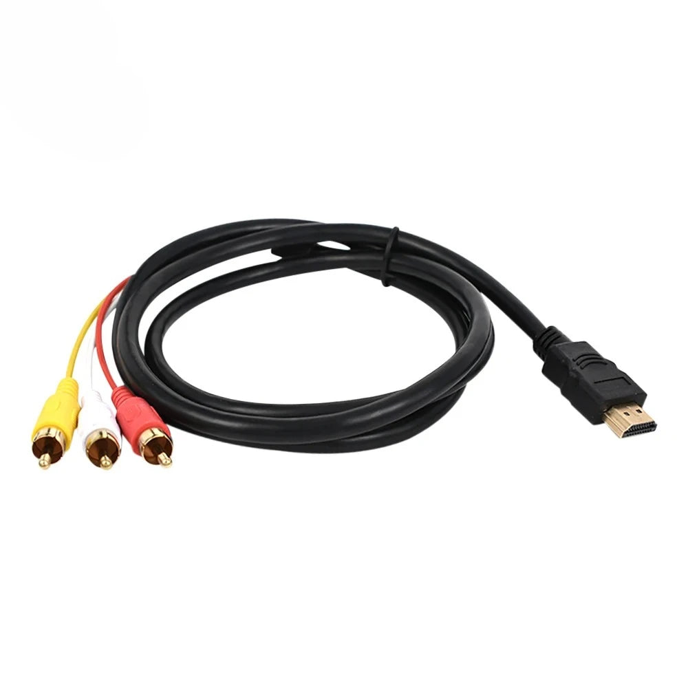 3pcs HDMI-compatible To 3 RCA Converter Cable AV To HDMI-compatible Adapter Cord Support 480P/720P/1080P Suitable For TV Box Qme 1.5M