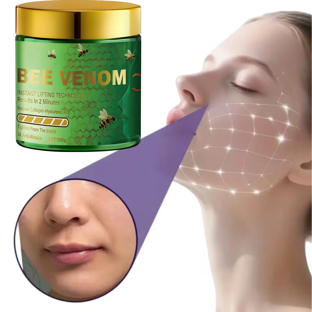 Bee Venom Instant Lifting Cream - 3X Anti-Wrinkle & Tightening Results in 2 Minutes with Retinol & Collagen. Qme