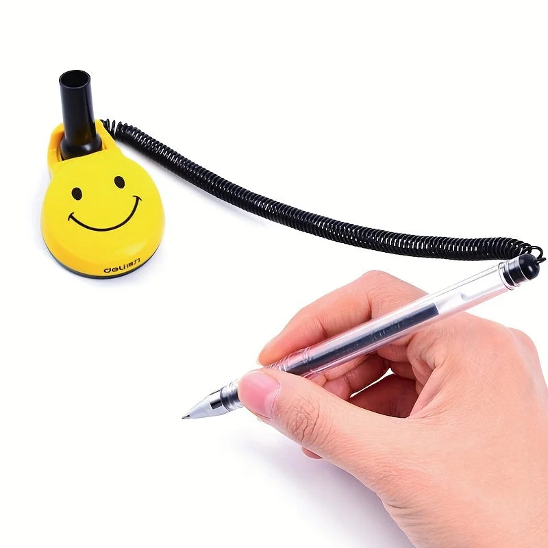 Powerful Desk Pens Fixed Signature Pens Cute Smile Service Counter Black Bullet Head Can Be Pasted Fixed Front Desk Pens Qme