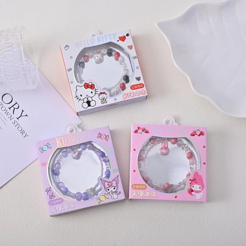 Hello Kitty Kuromi Beaded Bracelet Friend Jewelry Double-layer Rice Qme