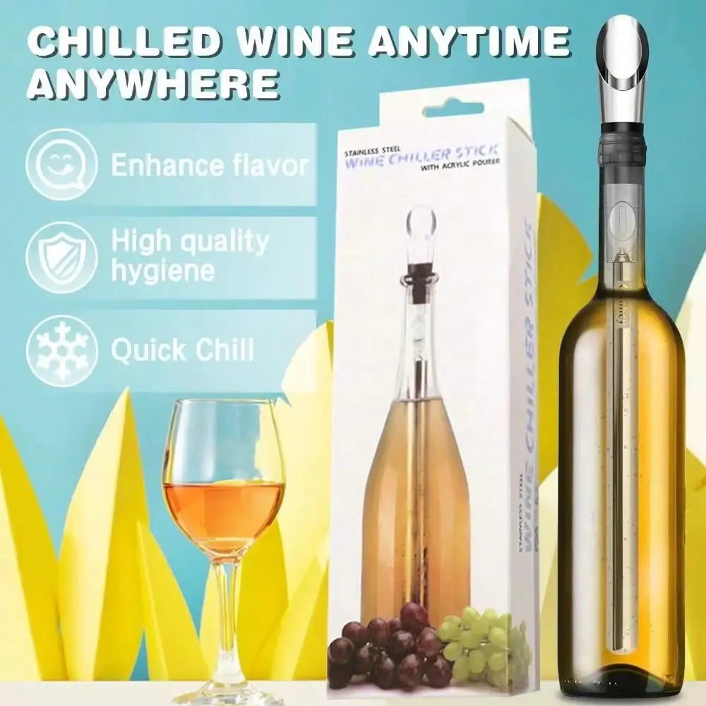 1 Stainless Steel Wine Cooling Rod Black Handle Sparkling Tool Qme