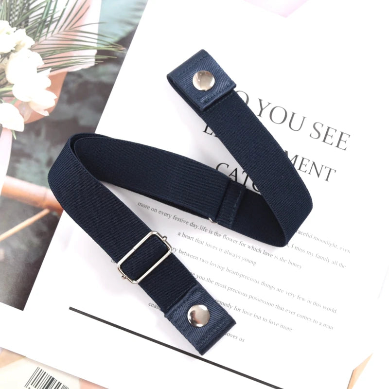 Buckle-free Elastic Invisible Belt Women Without Buckle Jeans Easy Qme Navy Blue 60-95cm China Mainland