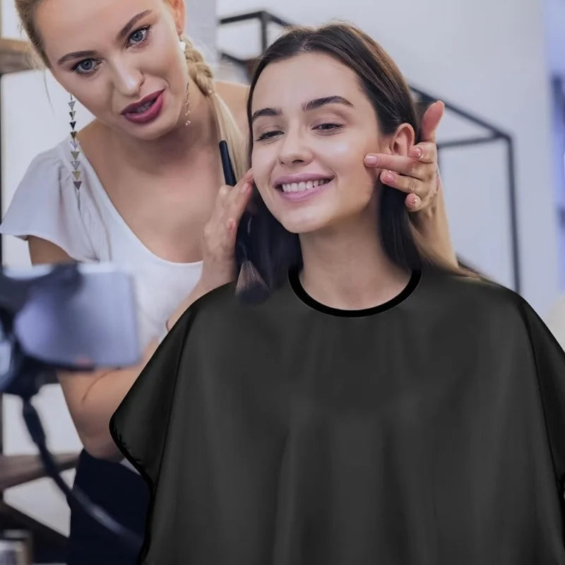 Black Short Square Waterproof Hairdressing Cape – Professional Salon Barber Hair Cutting Wrap & Dyeing Tool Qme