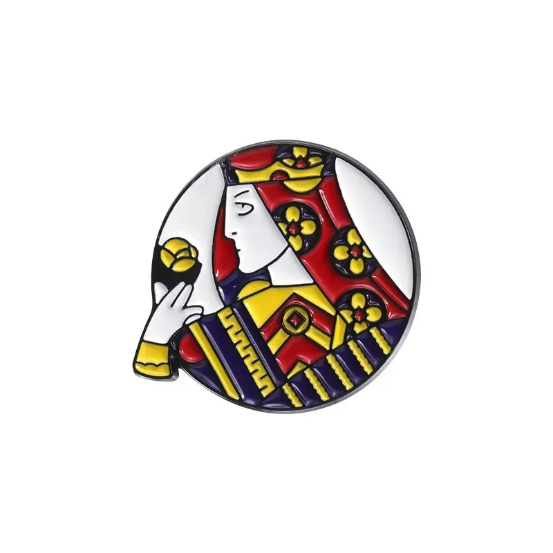 Creative Playing Cards Poker Brooch Enamel Pin Red Heart Spades King Queen Brooches Lapel Badge Funny Jewelry Wholesale Qme style 5