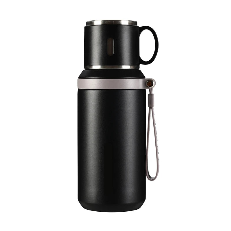 600ml Stainless Steel Coffee Cup Travel Thermal Mug Leak-Proof Thermos Bottle Tea Coffee Mug Office Business Style Thermos Qme black 600ml