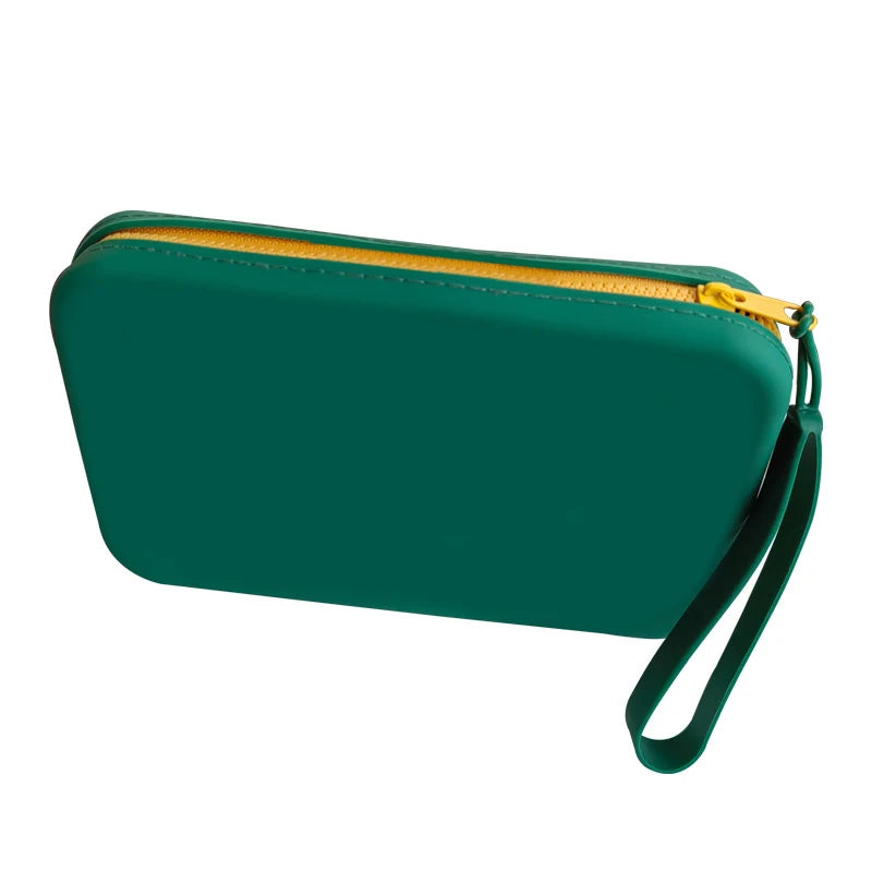 Portable Cosmetic Waterproof Organizer Square Silicone Storage Bag Qme Green