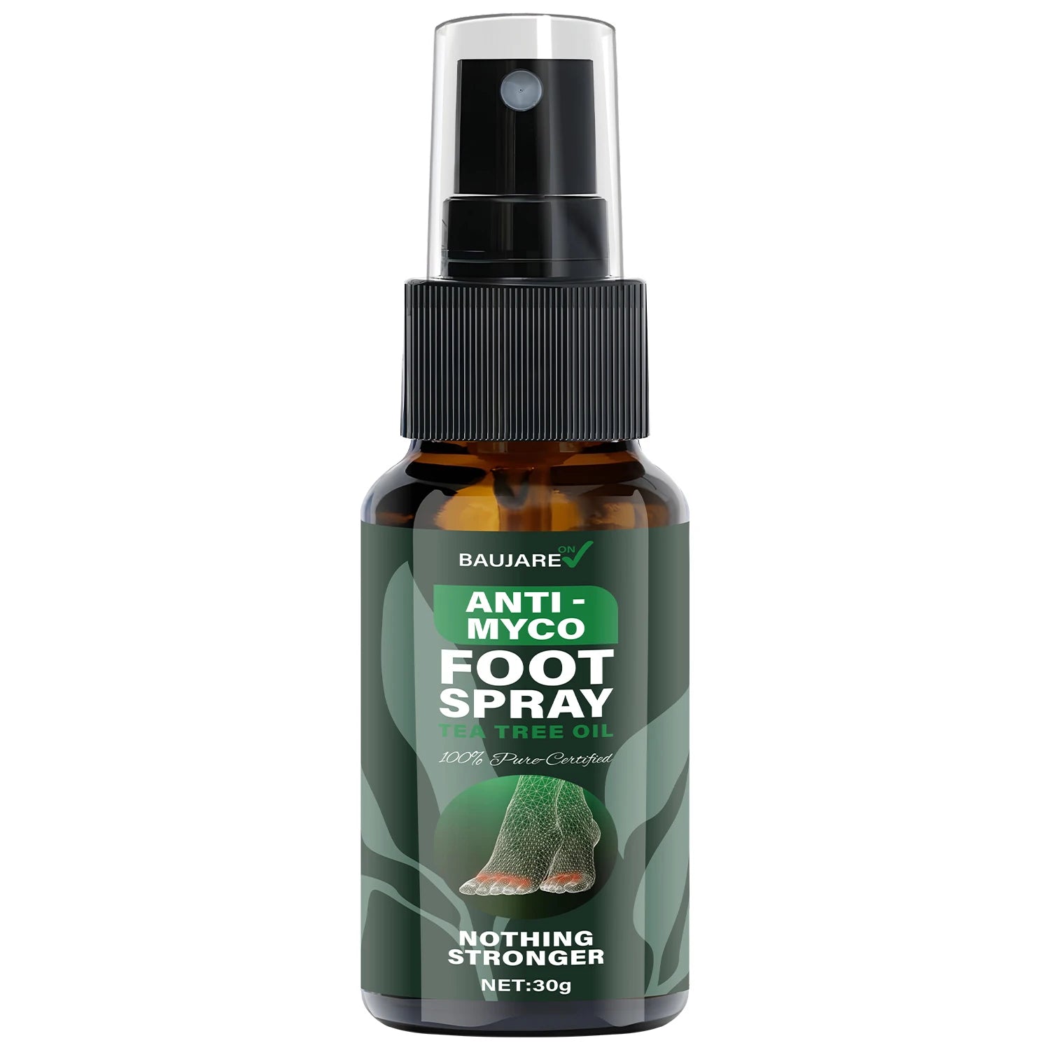 Anti-Myco Foot Spray with Tea Tree Oil - Strongest 100% Flute Certified Formula for Moisturizing, Protecting & Smoothing Skin. Qme BROWN 30g