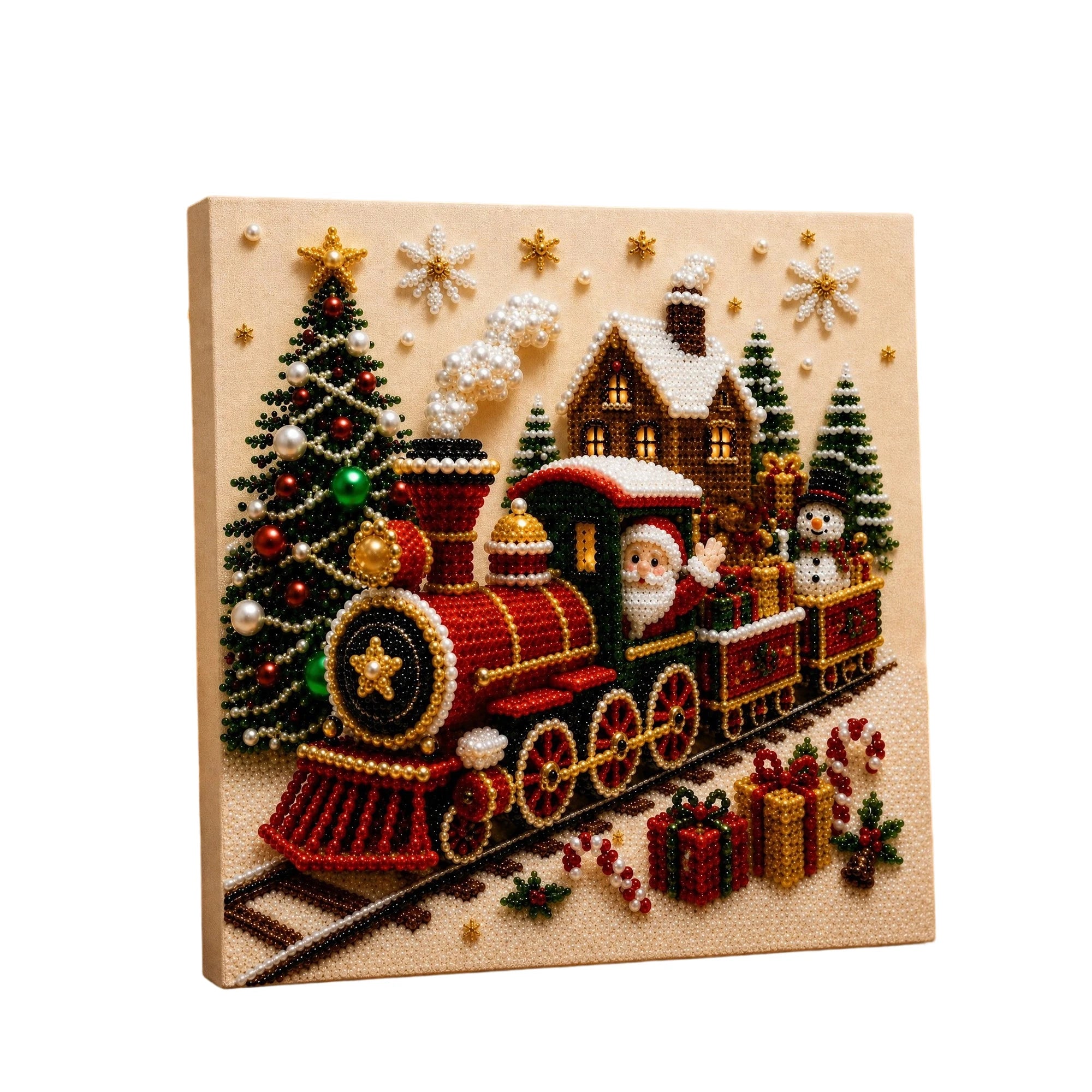 Vintage Christmas Scene Bead Painting Supplies with Step-by-Step Instructions DIY Pearl Christmas Home Wall Decor Sperical Gift Qme