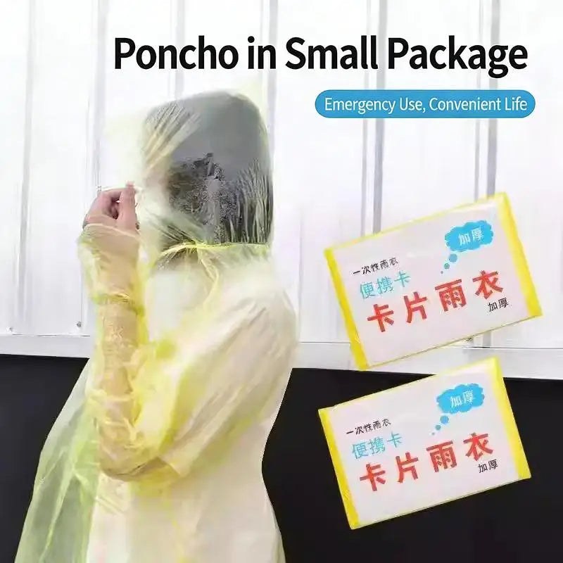 Disposable Raincoat Portable Waterproof Card Poncho Supplies Qme