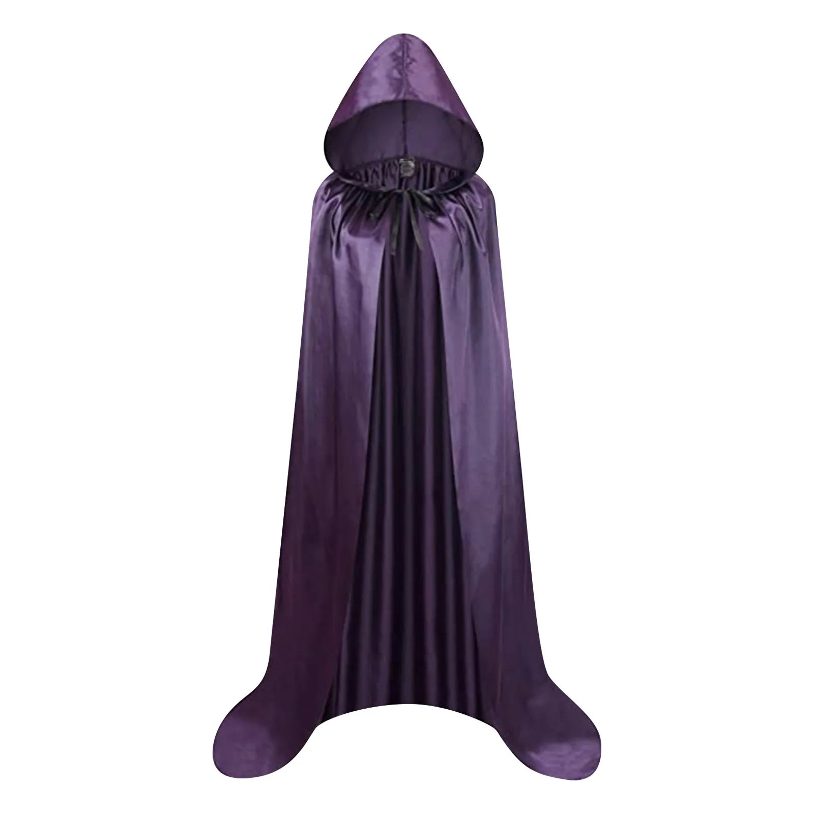 Medieval Wizard Vampire Solid Color Cloak Cosplay Costume Witch Hooded Cloak Carnival Party Dress Up Cape for Adult and Kid Qme Dark Purple 110