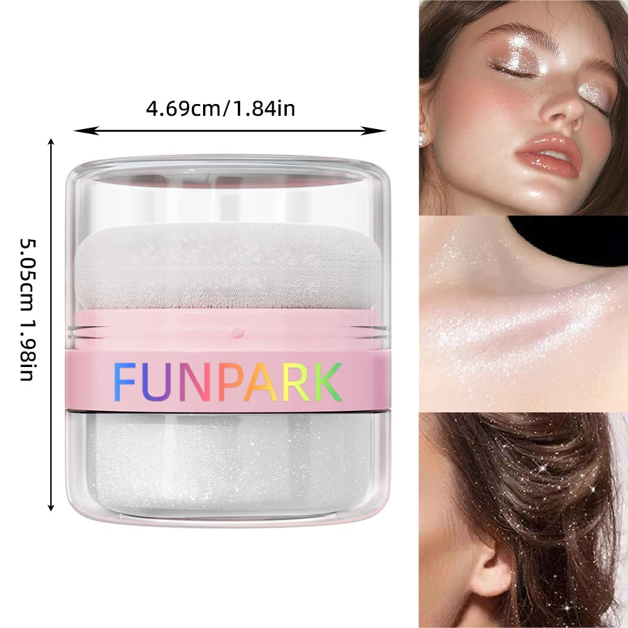 Highlighter Powder Brightens Face Puff Highlight Shadow Body White Qme 101