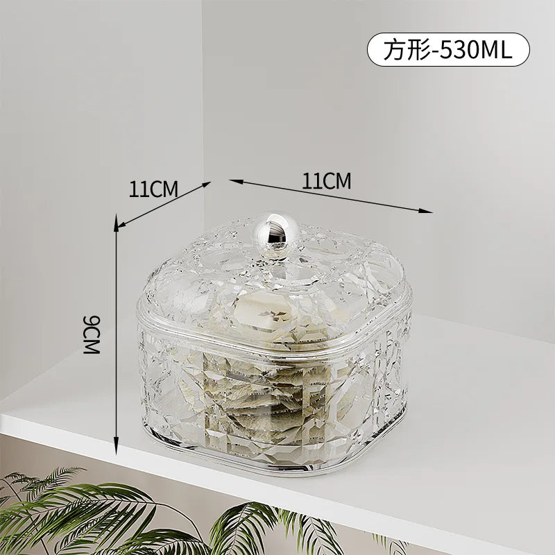 2-Piece Airtight Food Storage Containers for Kitchen Cereal Nuts Spices Grains Dried Fruit Plastic Sealed Canisters with Lids Qme Square 530ml-2Pcs