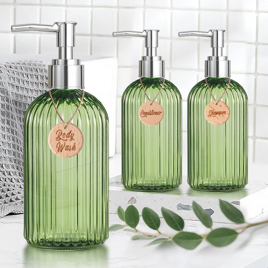 Shampoo Dispenser-Refillable Shampoo and Conditioner Bottles, Modern Shampoo Bottles for Shower Soap Empty Shampoo Bottles Qme