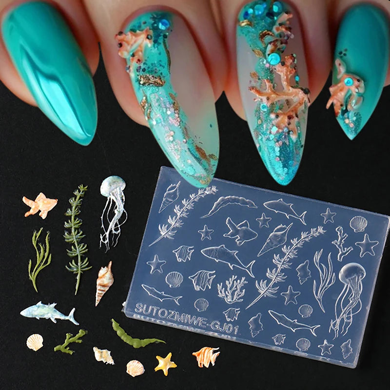 Nail Art Soft Silicone Mold Shell Conch Molds 3D Carved Ocean Qme