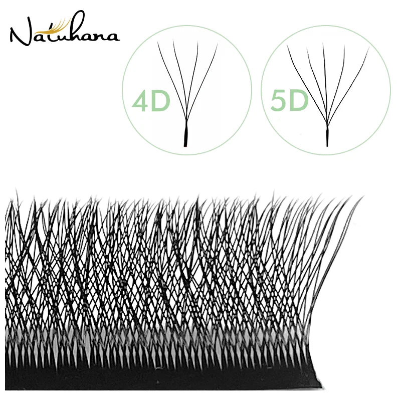 NATUHANA W-shaped 4D 5D Premade Volume Fan Lashes Thin C-d Curl Qme