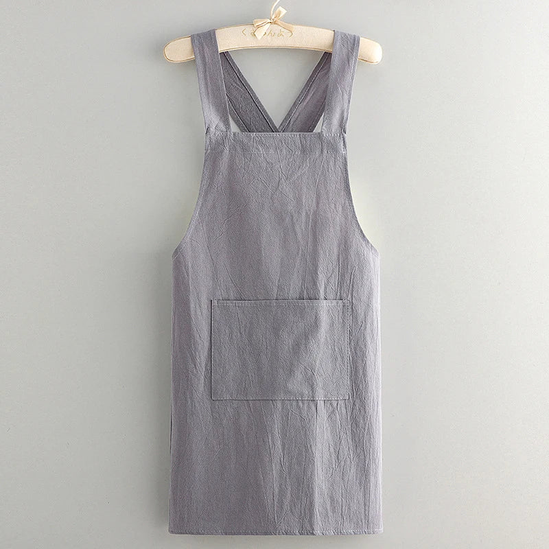 Cooking Cotton Kitchen Aprons Breathable Wear Resistant Adult Waist Qme Gray