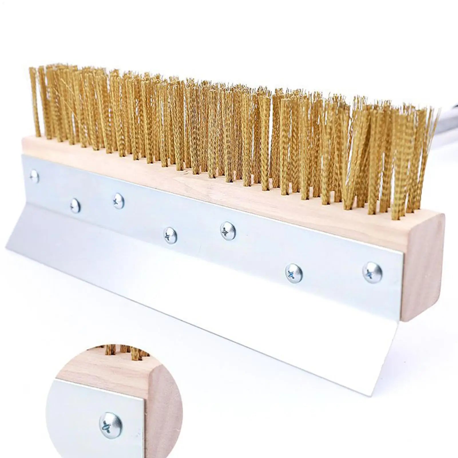 Pizza Oven Brush With Scraper Barbecue Brush For Outdoor Grill Washable Barbecue Grill Cleaning Tool For Home Commercial Qme