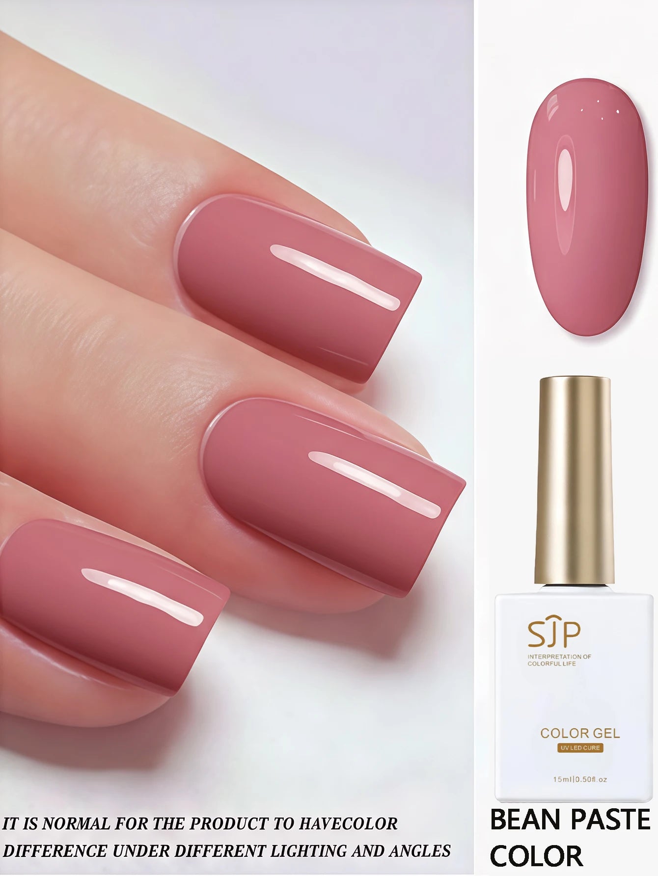 Gel Nail Polish Purple Pink Glitter Semi Permanent Soak Off UV LED Qme BEAN PASTECOLOR