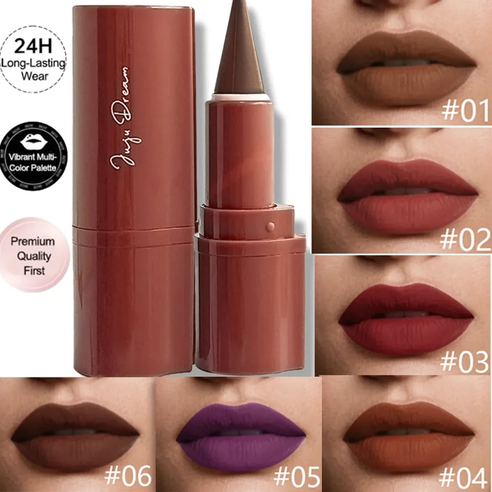 Tapered Gradient Lip Liner Matte Black Brown Velvet Lipstick Qme