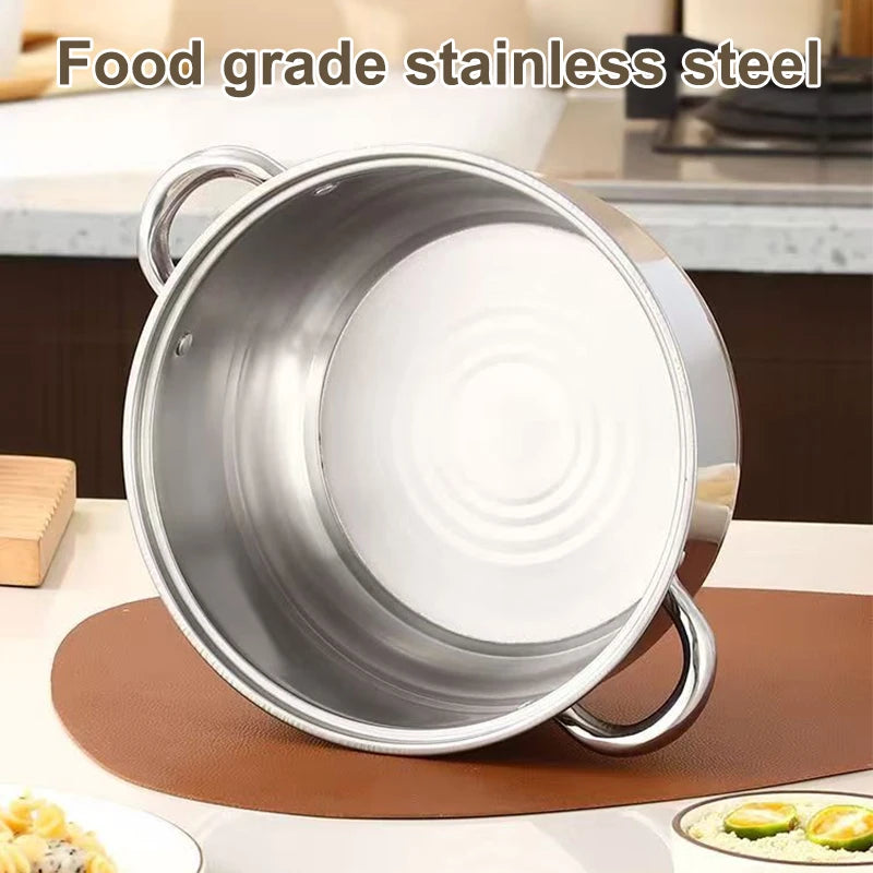 Double Handle Soup Pot Glass Cover Induction Cooker Cooking Stainless Qme