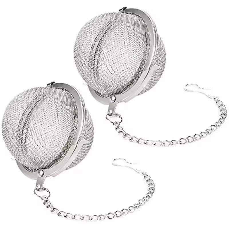 Tea Spice Strainer Seasoning Ball Mesh Herbal Ball Stainless Steel Teakettle Locking Tea Filter Reusable Soup Filter Ball Qme 2PCS