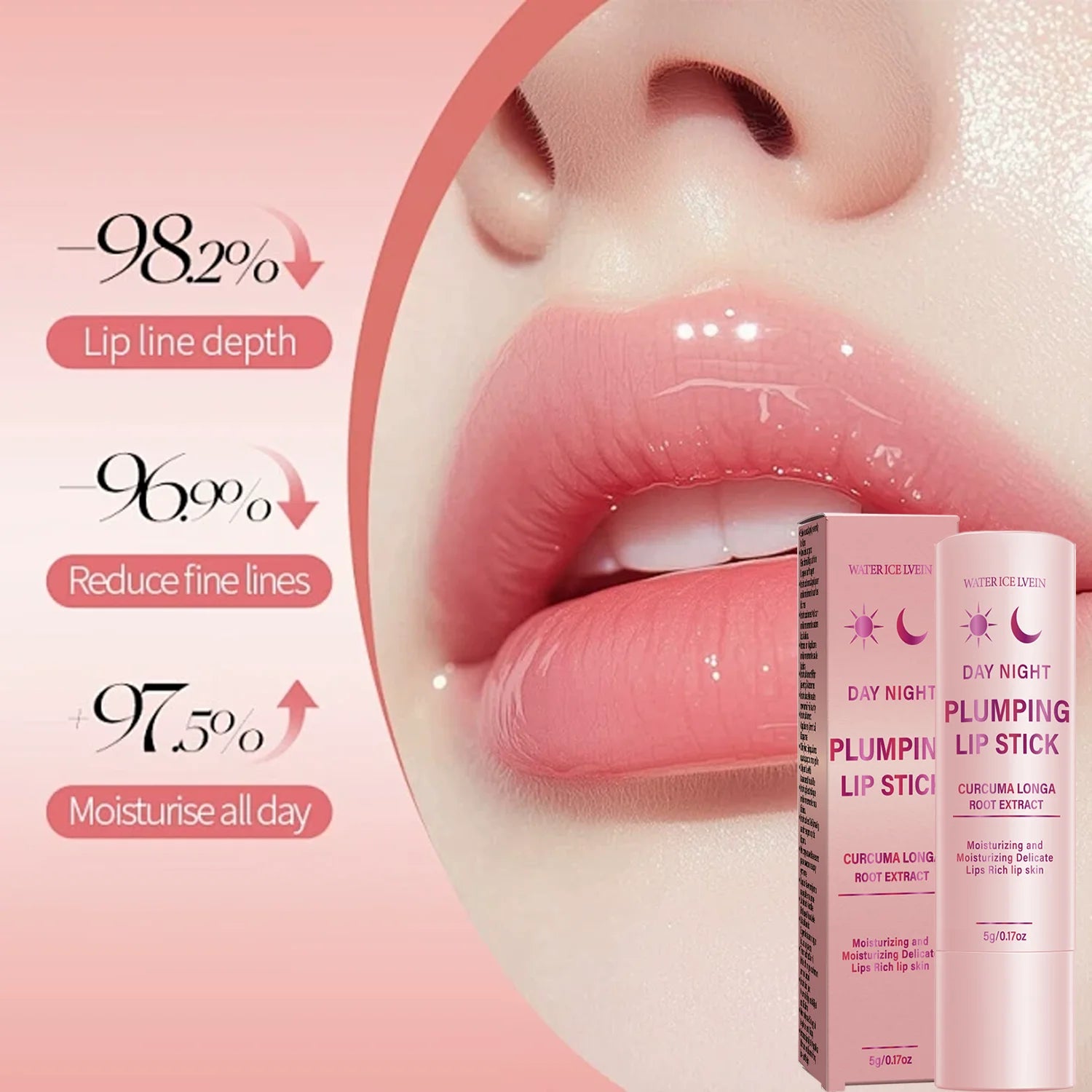 Day & Night Lip Cream with Curcuma & Aloe Vera, Moisturizing & Plumping Lip Care Qme