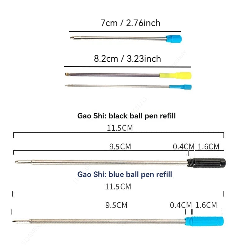 30/50/100 Pcs 7/8.2/11.5cm Ballpoint Pen Refills 0.7mm Medium Tip Blue Black Ink Refill Rods Office Student Writing Stationery Qme