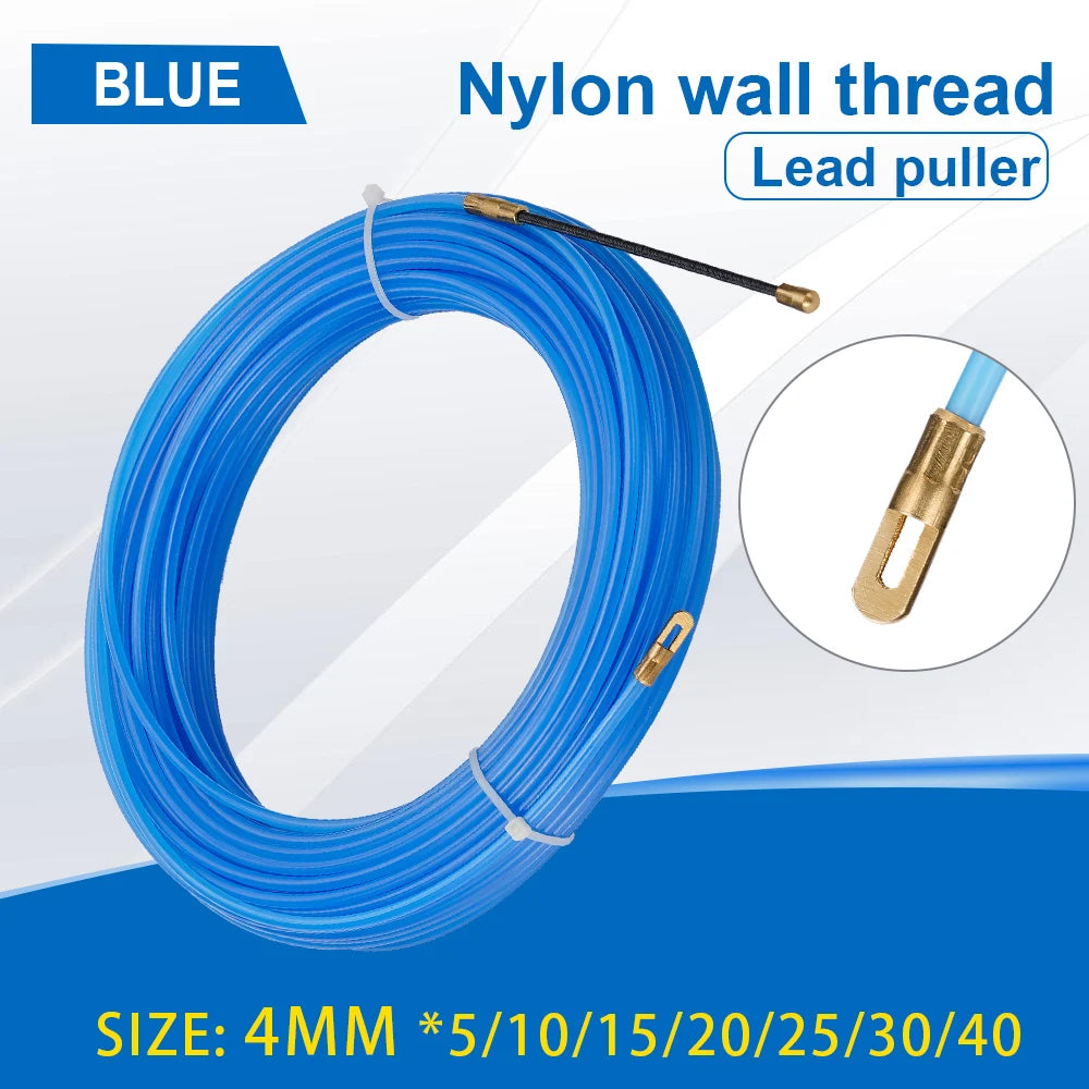 4MM 5M~40M Fiberglass Cable Puller Electric Cable Guide Device Nylon Duct Snake Wire For Electrician Fish Tape Wire Aid Tool Qme Blue 20m