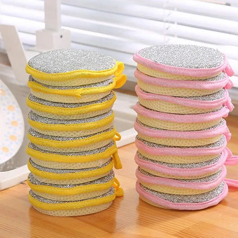 5 Double-sided Dishwashing Sponge Pot Scouring Pad Home Kitchen Qme