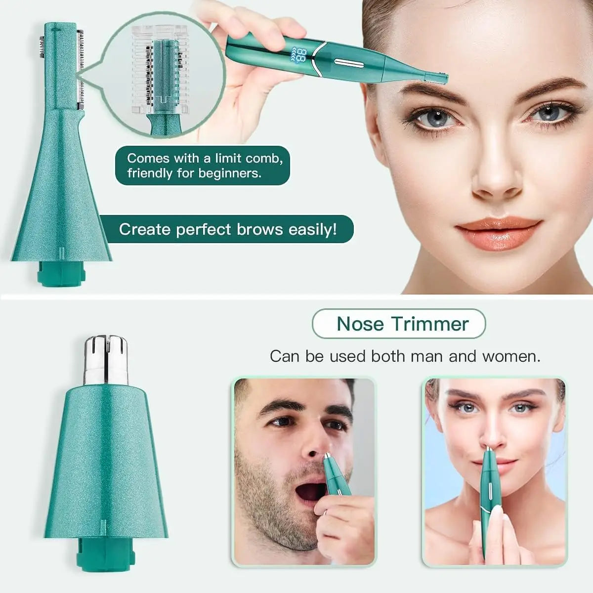 4 in 1 Womens Electric Razor, Hair Removal for Eyebrow Face Nose Legs Underarms and Bikini Line,Wet and Dry Qme