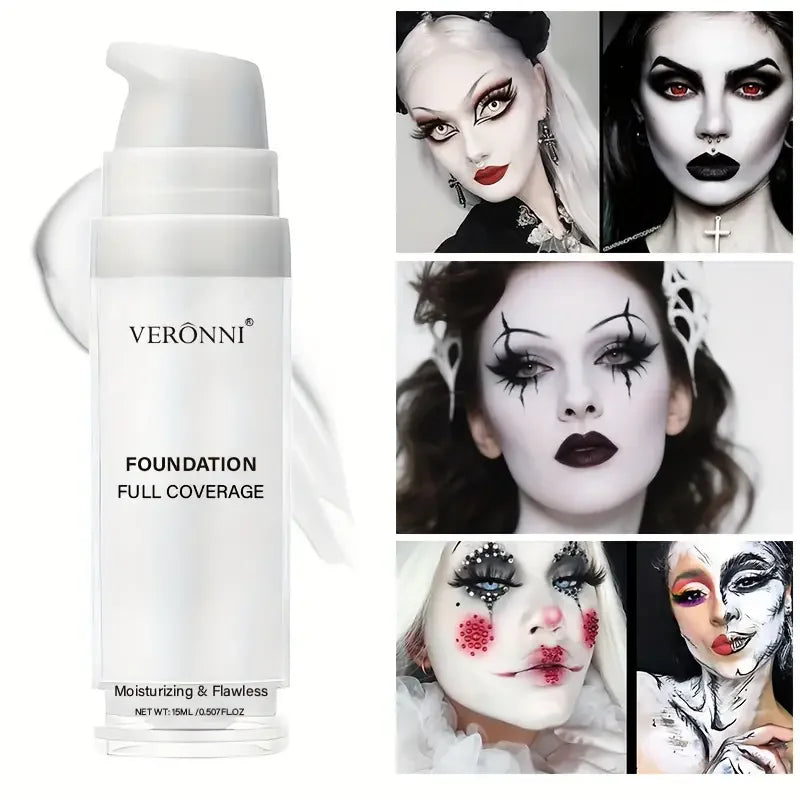 White Liquid Foundation Full Coverage Heavy Duty Creamy Formula Goth Qme 1pc