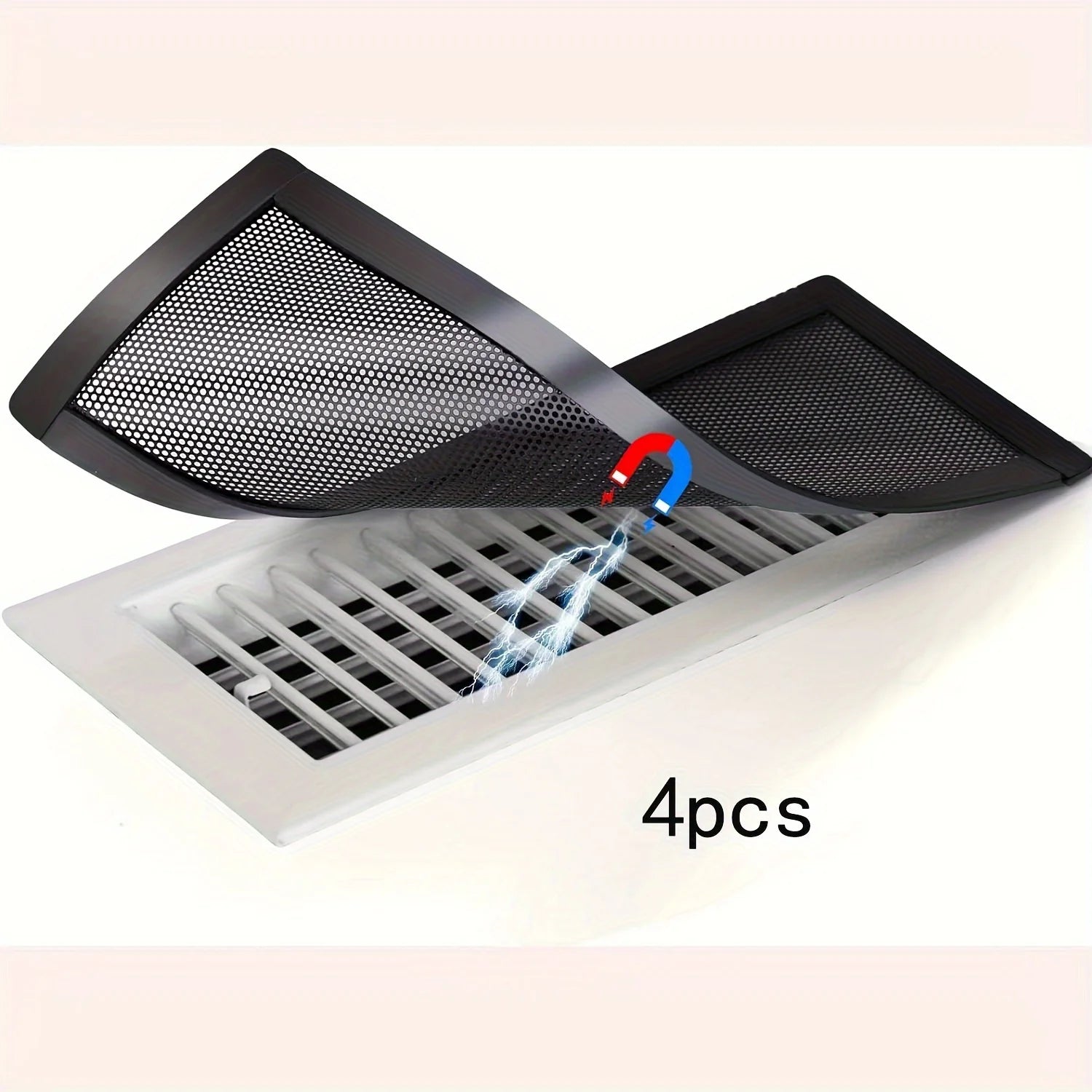 4-Piece Household Magnetic Vent Cover - 4x10 PVC Mesh, Dust and Clutter Resistant, Pest Control, for Ceiling and Floor Vents Qme 4PCS