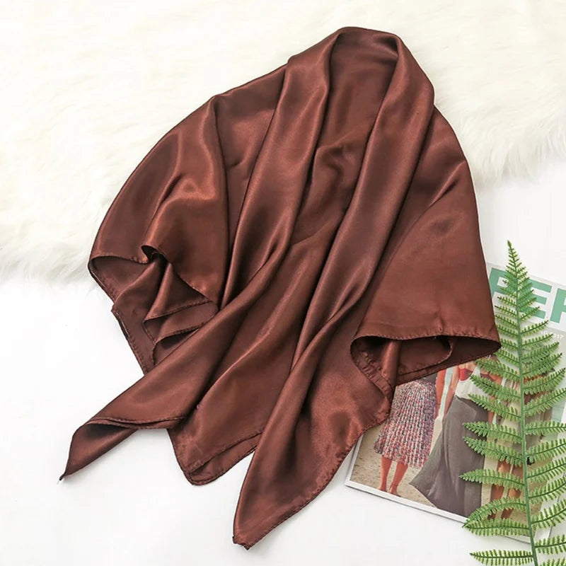 90 Big Headwraps Solid Colors Neckerchief Hijab Women Satin Headband Qme A22