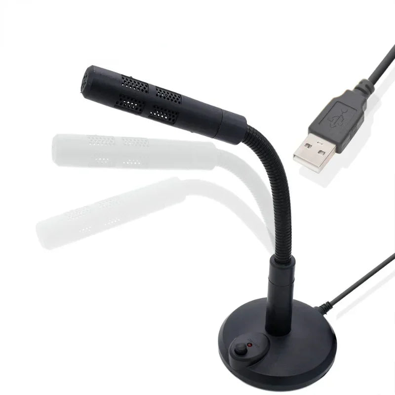 Desktop USB microphone with switch, driver-free computer microphone Qme black
