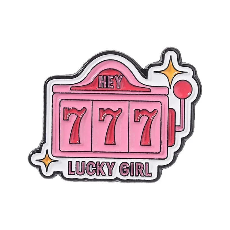 Cute Lucky Number 777 Enamel Pin Stylish Digital Pattern Metal Brooch For Backpack Clothing Decor Collection Holiday Small Gifts Qme style2