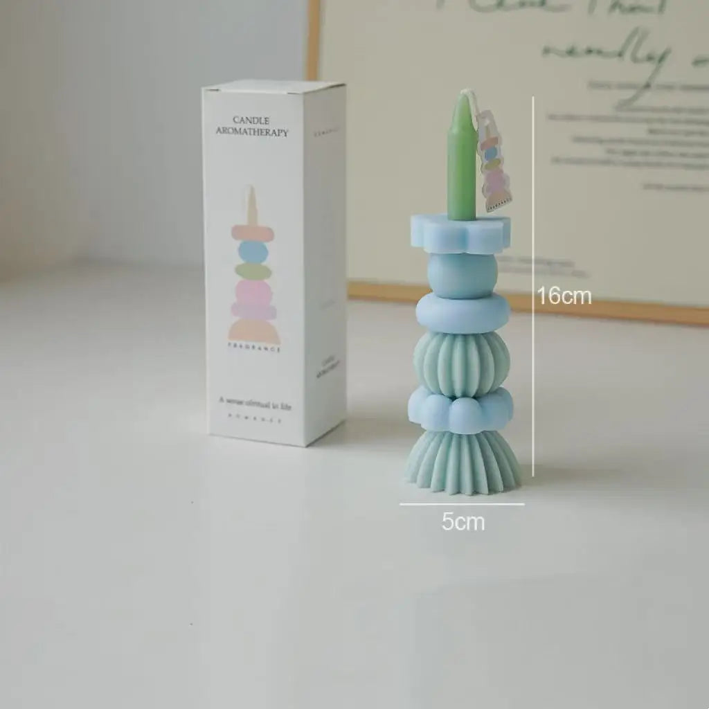 Artisan Geometric Layered Fragrance Candle Lovely Aroma Room Decor Qme green