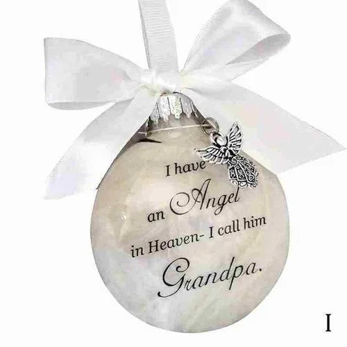 Christmas Tree Balls Commemorate Ornament Feather Ball Angel In Heaven Memorial Ornament Xtmas Tree Hanging In Memory of Mom Dad Qme Grandpa 1pcs