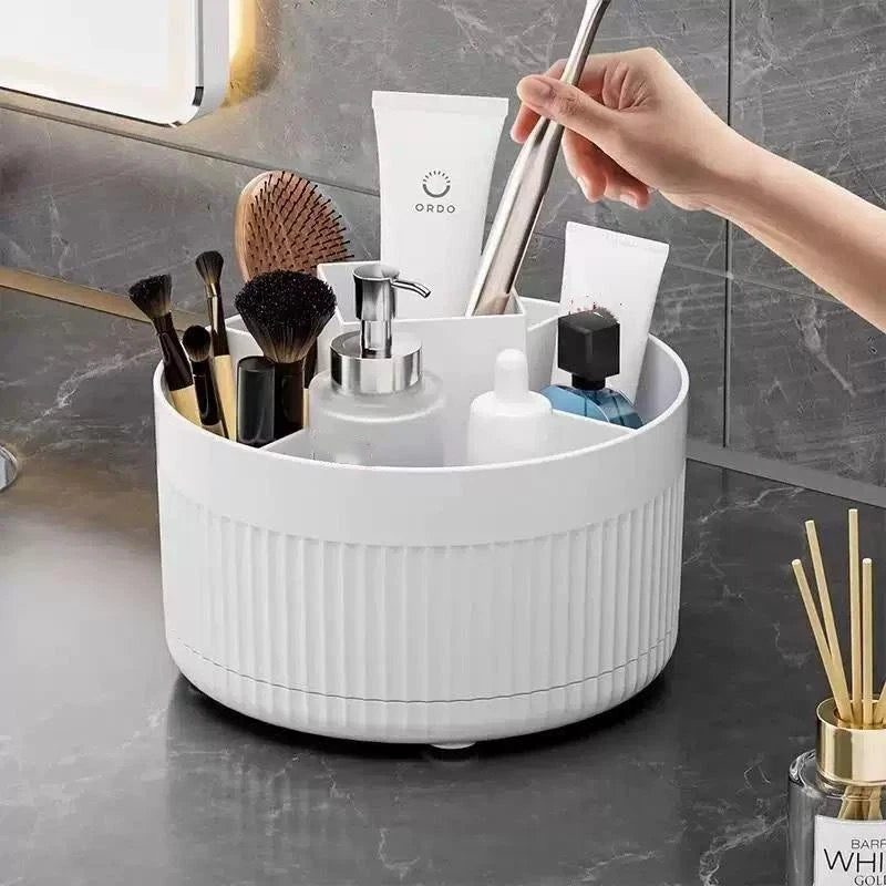 Bathroom Vanity Desktop Storage Holder Bag 360 Rotating Makeup Brush Qme